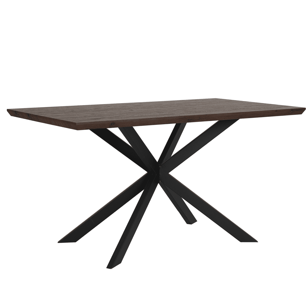 Beliani Jedálenský stôl 140 x 80 cm tmavé drevo s čiernym SPECTRA